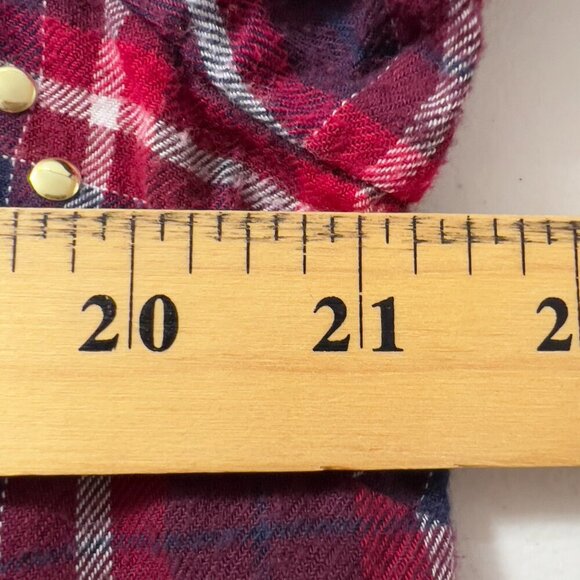 Michael Kors Plaid Studded Button Down Shirt Women’s Large Red Navy - Picture 9 of 10